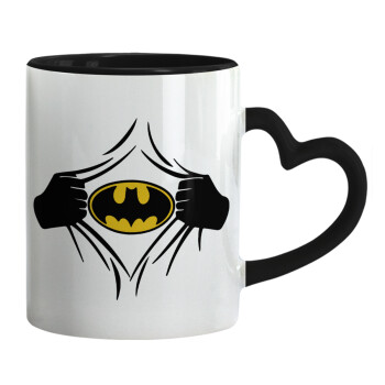 Hero batman, Mug heart black handle, ceramic, 330ml