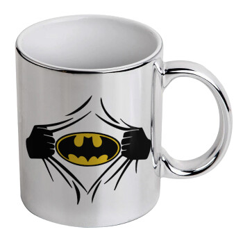 Hero batman, Κούπα κεραμική, ασημένια καθρέπτης, 330ml