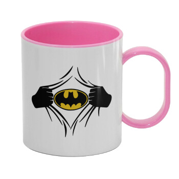 Hero batman, Κούπα (πλαστική) (BPA-FREE) Polymer Ροζ για παιδιά, 330ml
