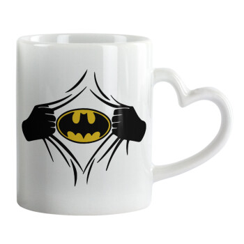Hero batman, Mug heart handle, ceramic, 330ml