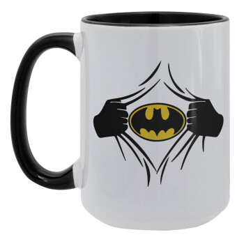Hero batman, Κούπα Mega 15oz, κεραμική Μαύρη, 450ml