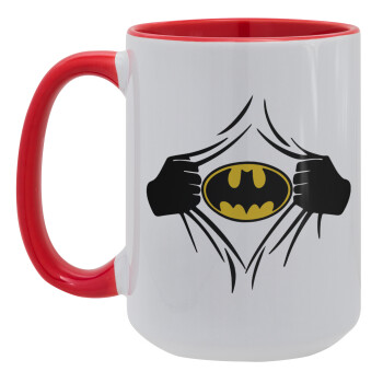 Hero batman, Κούπα Mega 15oz, κεραμική Κόκκινη, 450ml