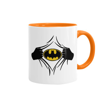 Hero batman, Κούπα χρωματιστή πορτοκαλί, κεραμική, 330ml