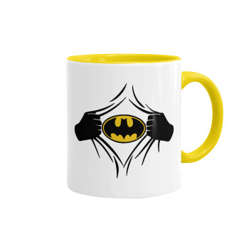 Hero batman, Mug colored yellow, ceramic, 330ml