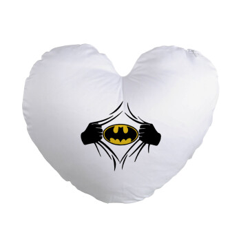 Hero batman, Μαξιλάρι καναπέ καρδιά 40x40cm περιέχεται το  γέμισμα