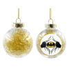 Στολίδι Χριστουγεννιάτικη μπάλα δένδρου διάφανη με χρυσό γέμισμα 8cm