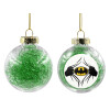 Στολίδι Χριστουγεννιάτικη μπάλα δένδρου διάφανη με πράσινο γέμισμα 8cm