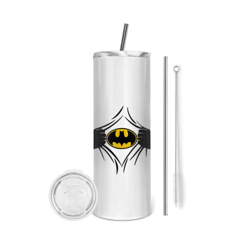 Hero batman, Tumbler stainless steel 600ml, with metal straw & cleaning brush