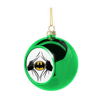 Hero batman, Χριστουγεννιάτικη μπάλα δένδρου Πράσινη 8cm