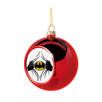 Hero batman, Χριστουγεννιάτικη μπάλα δένδρου Κόκκινη 8cm