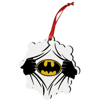 Hero batman, Χριστουγεννιάτικο στολίδι snowflake ξύλινο 7.5cm