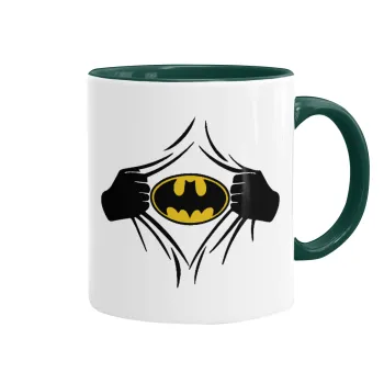 Hero batman, Κούπα χρωματιστή πράσινη, κεραμική, 330ml