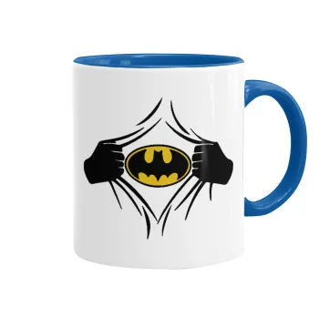 Hero batman, Κούπα χρωματιστή μπλε, κεραμική, 330ml