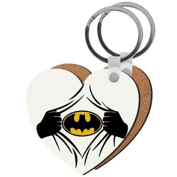 Hero batman, Μπρελόκ Ξύλινο καρδιά MDF