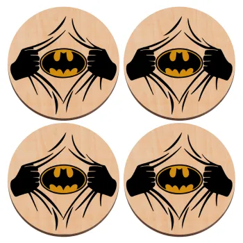 Hero batman, ΣΕΤ x4 Σουβέρ ξύλινα στρογγυλά plywood (9cm)