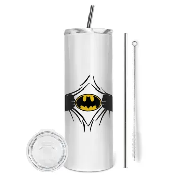Hero batman, Tumbler stainless steel 600ml, with metal straw & cleaning brush
