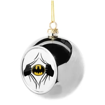 Hero batman, Silver 8cm Christmas tree ball ornament