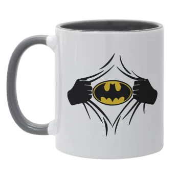 Hero batman, Κούπα χρωματιστή γκρι, κεραμική, 330ml