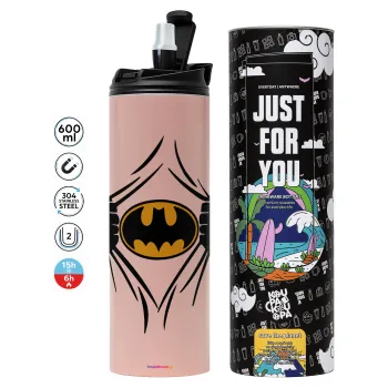 Hero batman, Tumbler stainless steel PINK 600ml