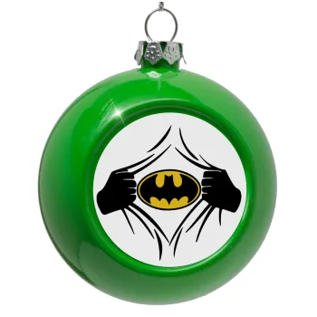 Hero batman, Στολίδι Χριστουγεννιάτικη μπάλα δένδρου Πράσινο 8cm