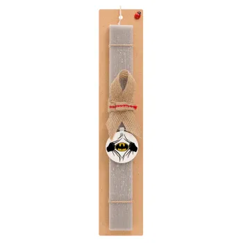 Hero batman, Easter Set, wooden keychain & scented Easter candle flat (30cm) (GRAY)