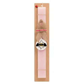 Hero batman, Easter Set, wooden keychain & scented flat Easter candle (30cm) (PINK)
