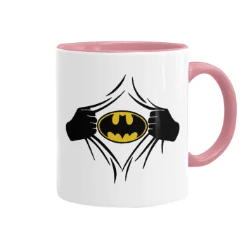 Hero batman, Mug colored pink, ceramic, 330ml