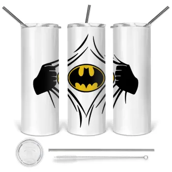 Hero batman, Tumbler stainless steel 600ml, with metal straw & cleaning brush
