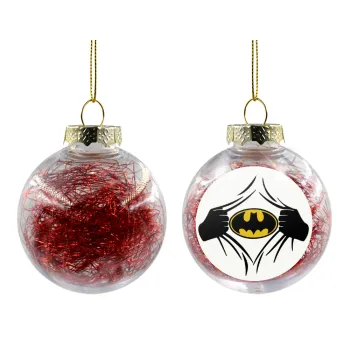 Hero batman, Transparent Christmas tree ball ornament with red filling 8cm