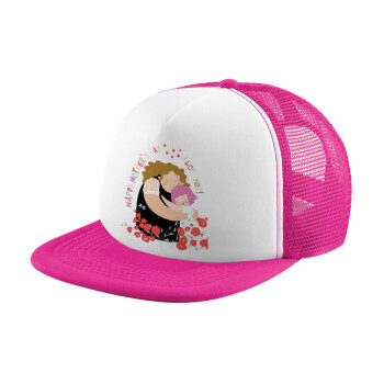 Cute mother, Happy mothers day, Καπέλο Soft Trucker με Δίχτυ Pink/White 