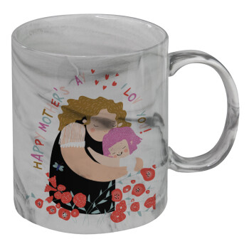 Cute mother, Happy mothers day, Mug ceramic marble style, 330ml