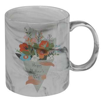 Bouquet of flowers, happy mothers day, Mug ceramic marble style, 330ml