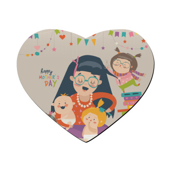Beautiful women with her childrens, Mousepad heart 23x20cm