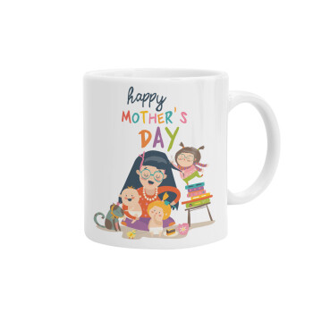 Beautiful women with her childrens, Ceramic coffee mug, 330ml (1pcs)