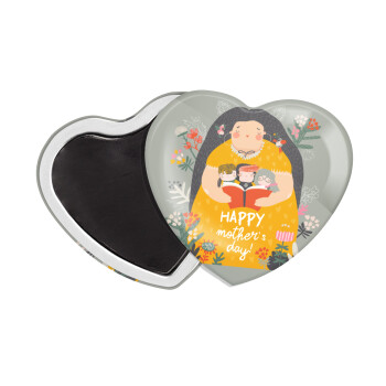 Cute mother reading book, happy mothers day, Μαγνητάκι καρδιά (57x52mm)