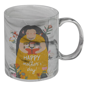 Cute mother reading book, happy mothers day, Mug ceramic marble style, 330ml