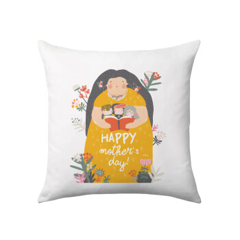 Cute mother reading book, happy mothers day, Sofa cushion 40x40cm includes filling