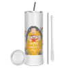 Tumbler stainless steel 600ml, with metal straw & cleaning brush
