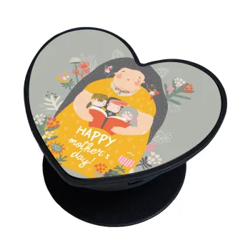 Cute mother reading book, happy mothers day, Phone Holders Stand  καρδιά Μαύρο Βάση Στήριξης Κινητού στο Χέρι
