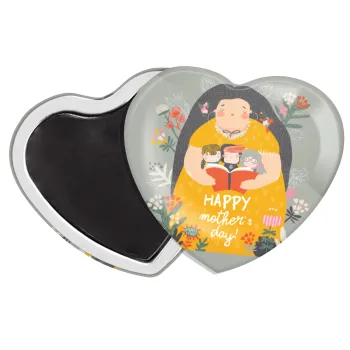 Cute mother reading book, happy mothers day, Μαγνητάκι καρδιά (57x52mm)