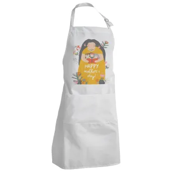 Cute mother reading book, happy mothers day, Adult Chef Apron (with sliders and 2 pockets)