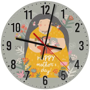 Cute mother reading book, happy mothers day, Ρολόι τοίχου ξύλινο (30cm)