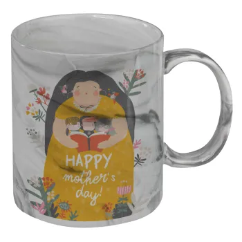 Cute mother reading book, happy mothers day, Mug ceramic marble style, 330ml