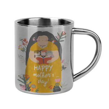 Cute mother reading book, happy mothers day, Mug Stainless steel double wall 300ml