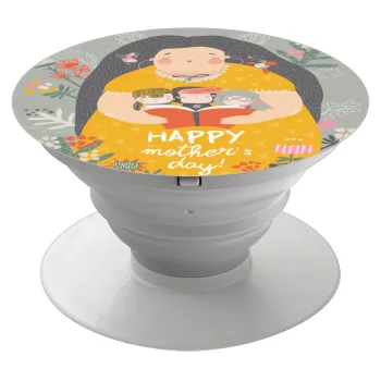 Cute mother reading book, happy mothers day, Phone Holders Stand  White Hand-held Mobile Phone Holder