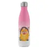 Metal mug thermos Pink/White (Stainless steel), double wall, 500ml