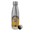 Metallic water bottle, stainless steel, 750ml