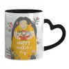 Mug heart black handle, ceramic, 330ml
