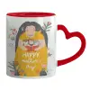 Mug heart red handle, ceramic, 330ml