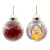 Transparent Christmas tree ball ornament with red filling 8cm
